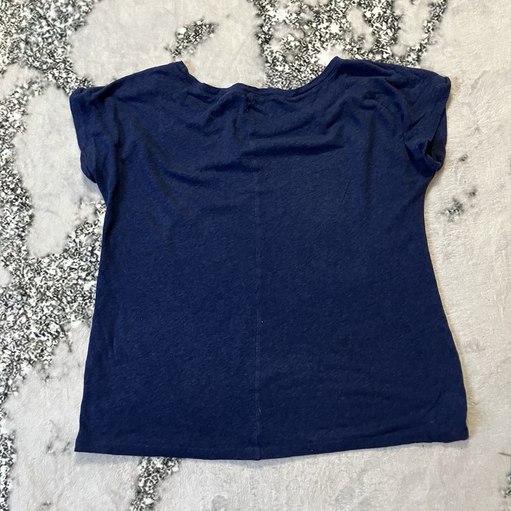 Ann Taylor Factory T Shirt Womens Size Medium Blue Linen Blend Lightweight - Picture 3 of 6